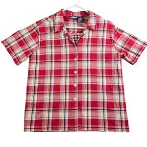 Vintage Y2K Zoey & Beth 2-in-1 Button Shirt Women 1X Red Cowgirl Western Cottage